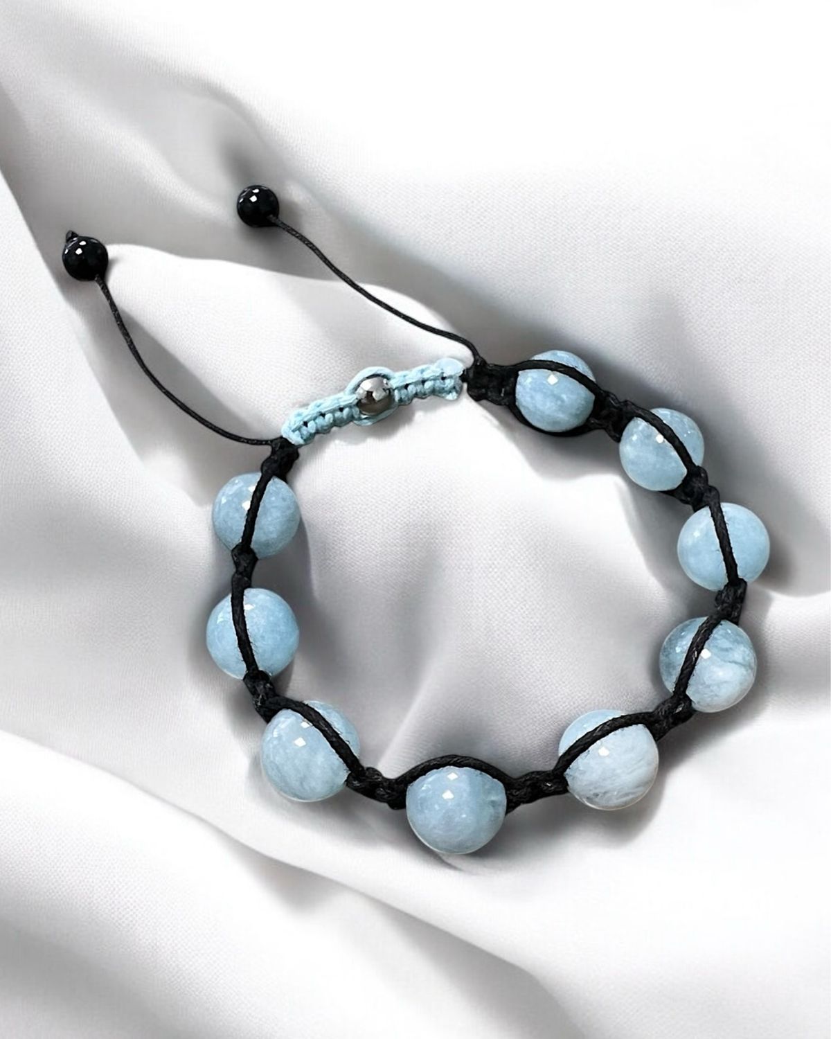 Bracelet Shamballa en aigue-marine