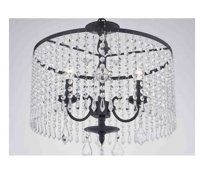 Home Decorations Collection: Calisitti 3-Lights Matte Black Mini- Chandelier with K9 Hanging Crystals