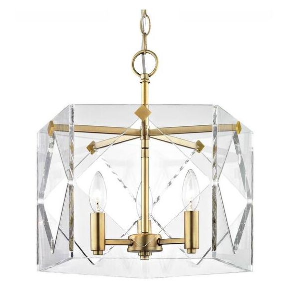 Home Decorations Collection: Pentos 3-Light Aged Brass Acrylic Pendant