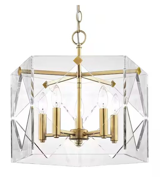 Home Decorations Collection: Pentos 5-Light Aged Brass Acrylic Chandelier