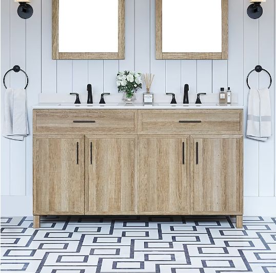 Style Selections Dolton 60in Natural Oak Undermount Double Sink