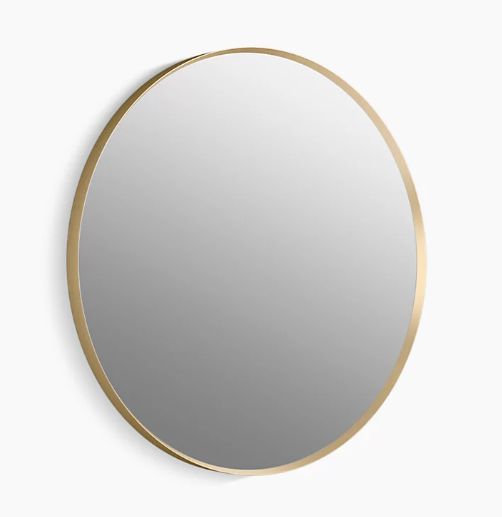 Kohler: Essential 28&quot; round framed mirror, Color: Moderne Brush Gold