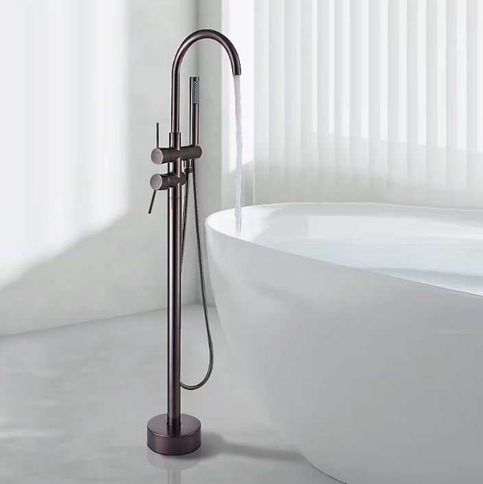 Dimakai: Topcraft Oil Rubbed Bronze 2-handle Freestanding High-arc Bathtub Faucet with Hand Shower