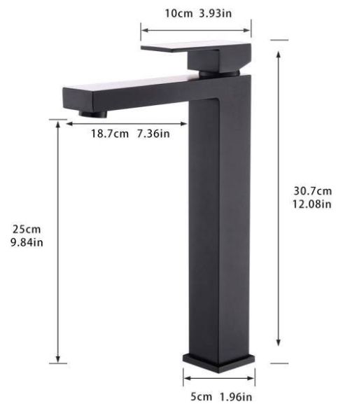 Boyel Living: Single Hole Single-Handle Low Arc Waterfall Bathroom Faucet with Supply Lines in Matte Black, Size: Tall, Color: Matte Black