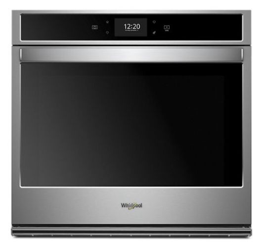 Whirlpool: 30 in. Smart Single Electric Wall Oven with Air Fry, When Connected in Black on Stainless Steel