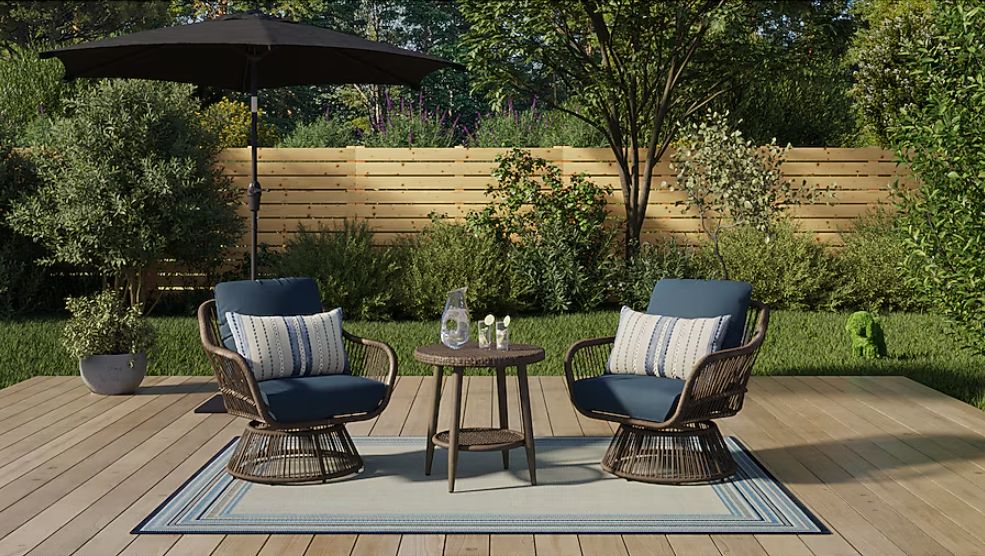 Origin 21 Killian 3 -Piece Wicker Patio Conversation Set with Navy Cushions