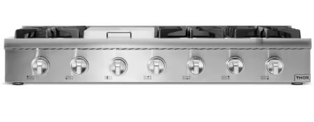 48 in. Gas Range Top in Stainless Steel with 6 Burners Including Power Burners and Griddle