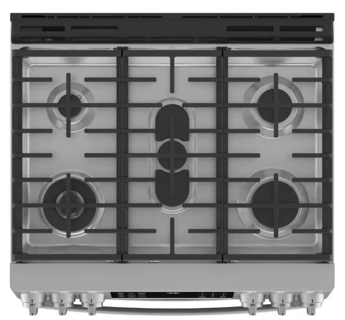 GE: Profile 30 in. 5 Burner Smart Slide-In Double Oven Gas Range in Fingerprint Resistant Stainless with True Convection