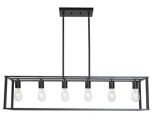 6 Light Rectangle Chandelier Contemporary Farmhouse Linear Pendant