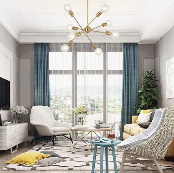 8 Lights Modern Sputnik Chandelier Lighting with Adjustable Arms Mid Century Pendant