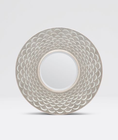 Natalie Scalloped Realistic Faux Shagreen Mirror
