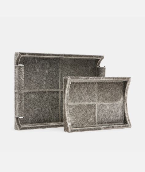Nate Natural Hair-On-Hide Tray Set, Color: Gray