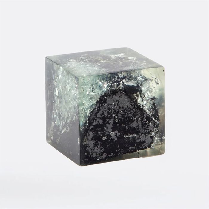 Hazlett 4-inch Teak Object (2pc), Color: Black Burnt Teak/Clear Resin