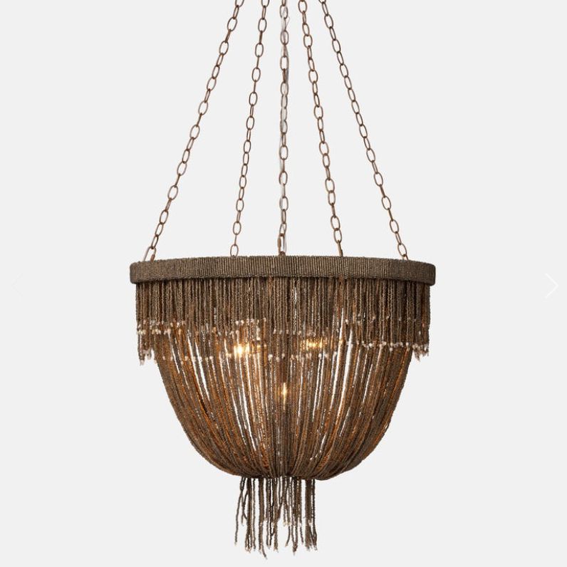 Carmen Chandelier, Color: Bronze Coco Wood Beads / Gold Metal