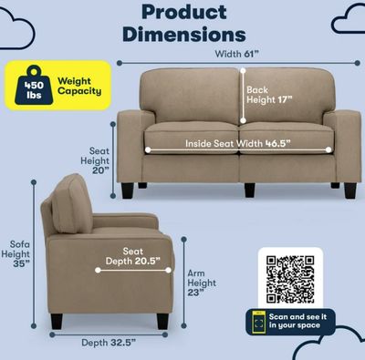 Palisades 61&quot; Track Arm Sofa Loveseat