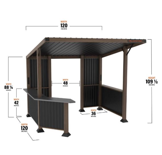 10&#39; x 10&#39; Bar and Griddle Pavilion