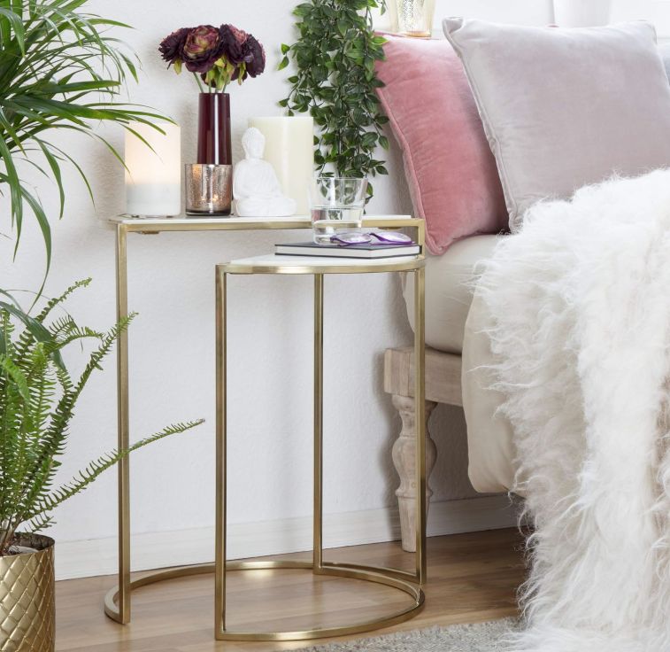Kingston Nesting Side Solid Marble Top end Tables (set of 2)