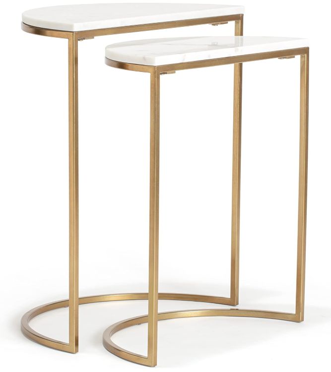 Kingston Nesting Side Solid Marble Top end Tables (set of 2)