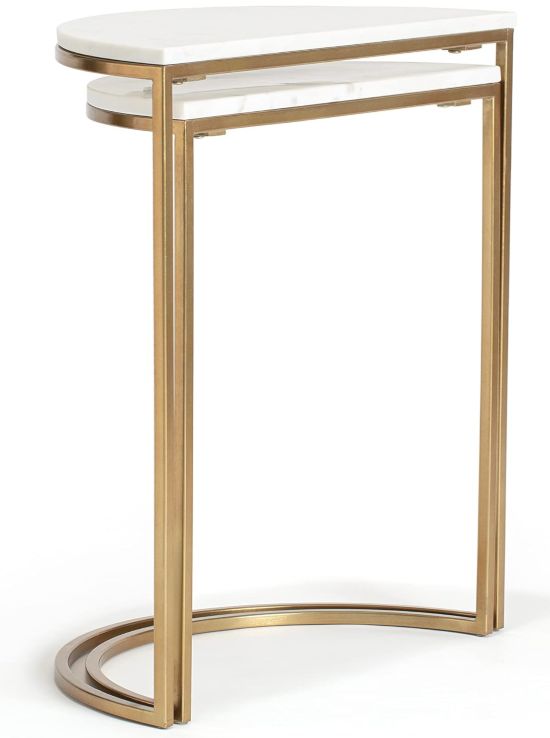 Kingston Nesting Side Solid Marble Top end Tables (set of 2)