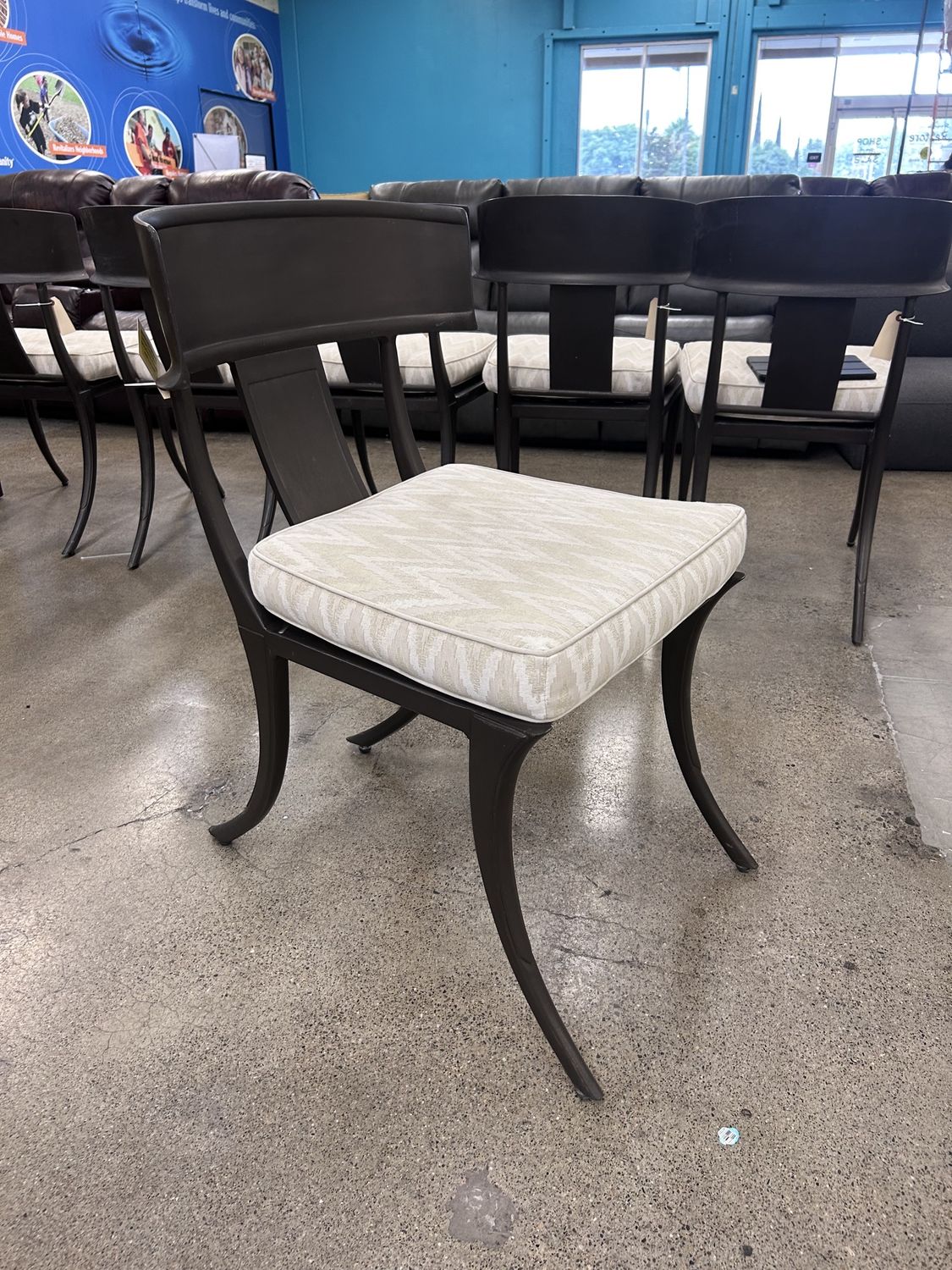 Bronzed Metal Klismos Garden Chairs