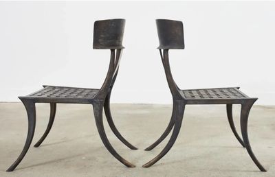 Bronzed Metal Klismos Garden Chairs