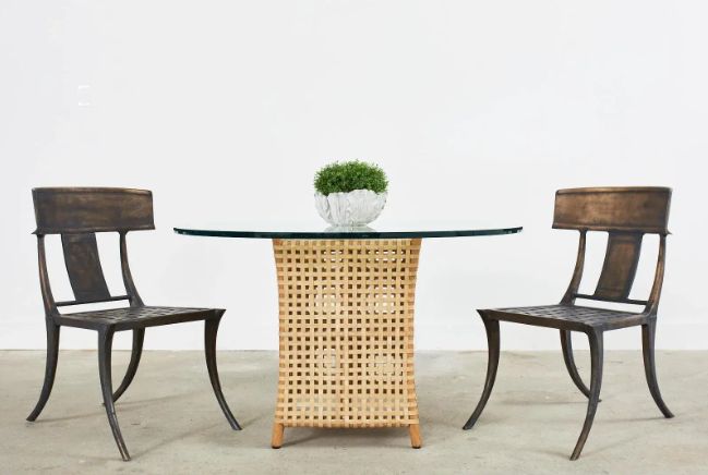 Bronzed Metal Klismos Garden Chairs