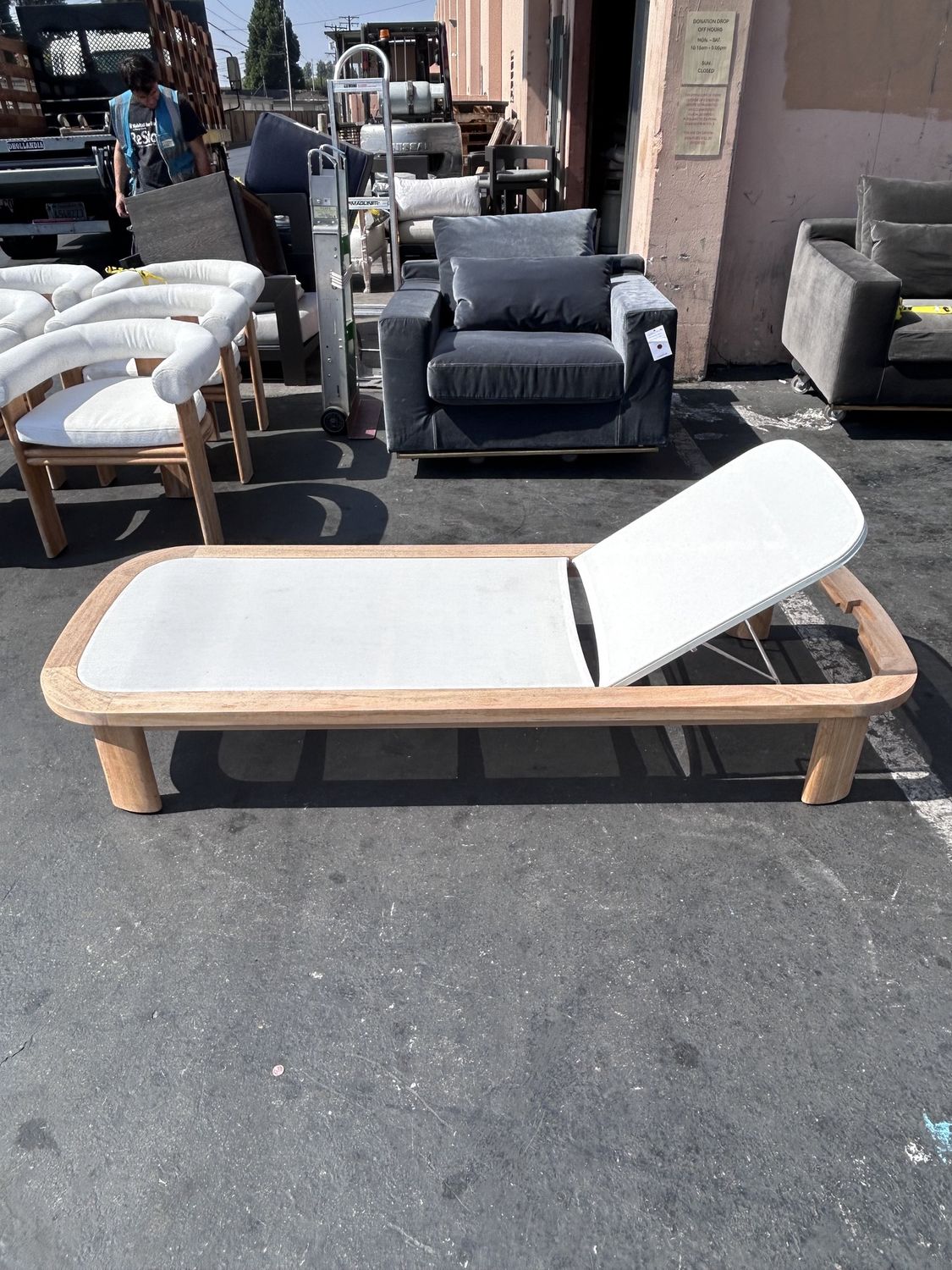 Chloe Teak Mesh Sun Lounger