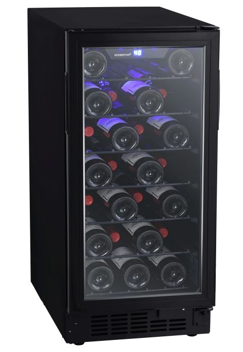 15 Inch Wide 25 Bottle Built-In Single Zone Wine Cooler with Reversible Door and LED Lighting