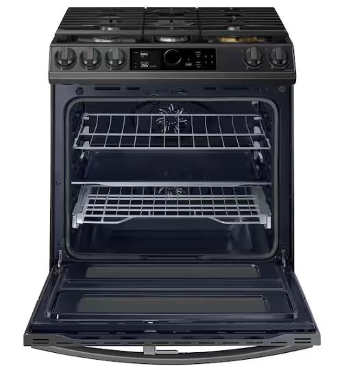 30 in. 5-Burner Slide-in Dual Fuel Range in Fingerprint Resistant Black Stainless Steel with Air Fry and Flex Duo