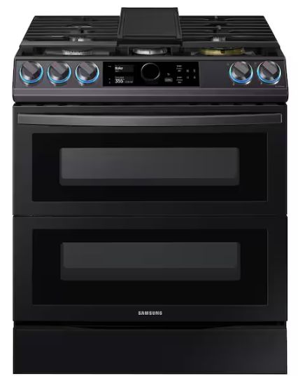 30 in. 5-Burner Slide-in Dual Fuel Range in Fingerprint Resistant Black Stainless Steel with Air Fry and Flex Duo