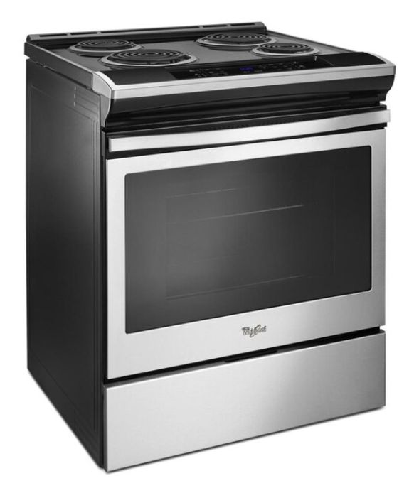 Whirlpool 30-in 4 Elements 4.8-cu ft Self-Cleaning Slide-in Electric Range (Stainless Steel)