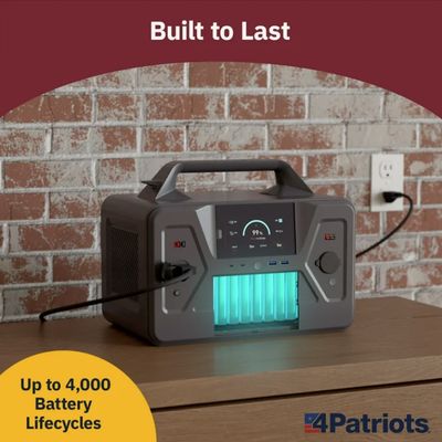 4Patriots Patriot Power Generator 1200 Silent, Fume-Free Solar Generator for Reliable Backup Power