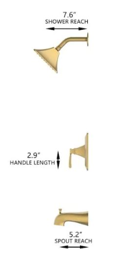 ALLEN + ROTH TUB &amp; SHOWER FAUCET BRUSHED GOLD FINISH