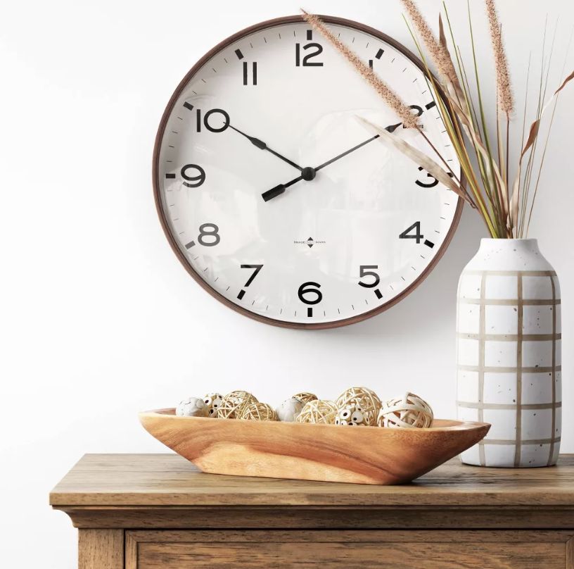 16&quot; Thin Frame Wall Clock Red/Brown