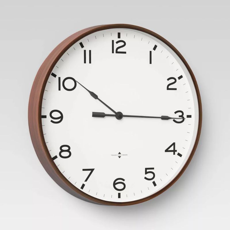 16&quot; Thin Frame Wall Clock Red/Brown