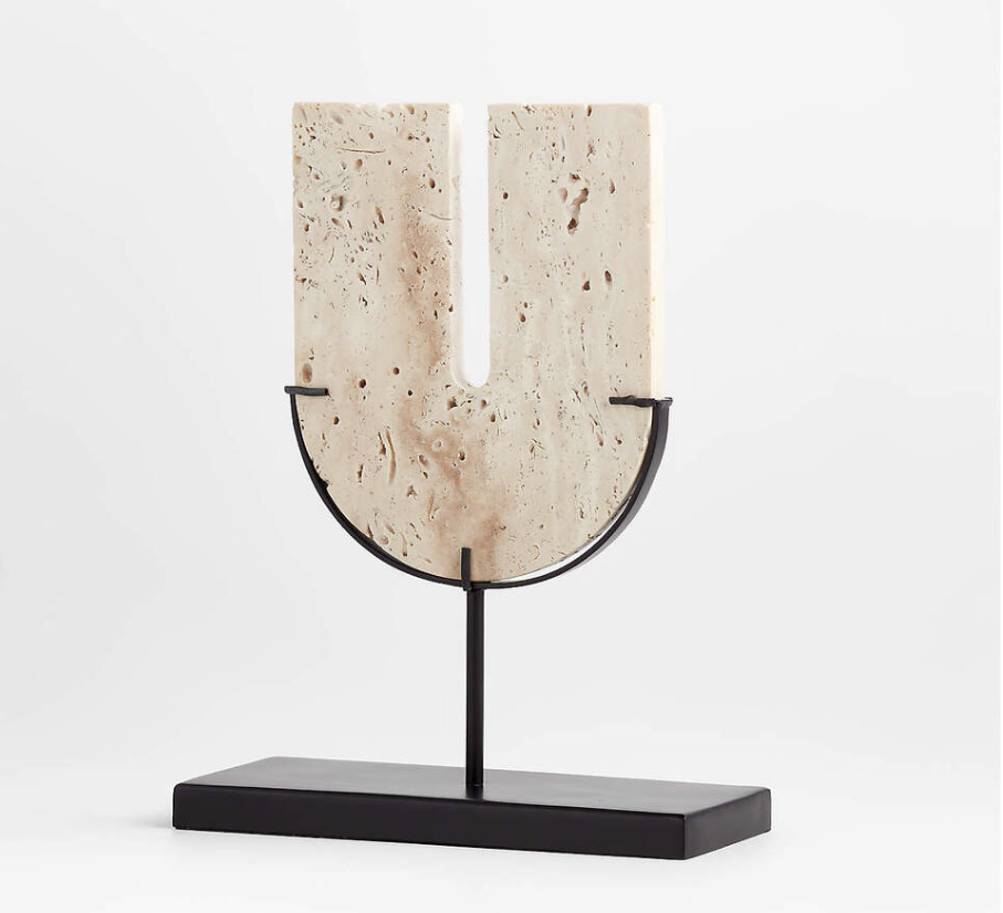 Destan Travertine Sculpture on Stand 12.6"