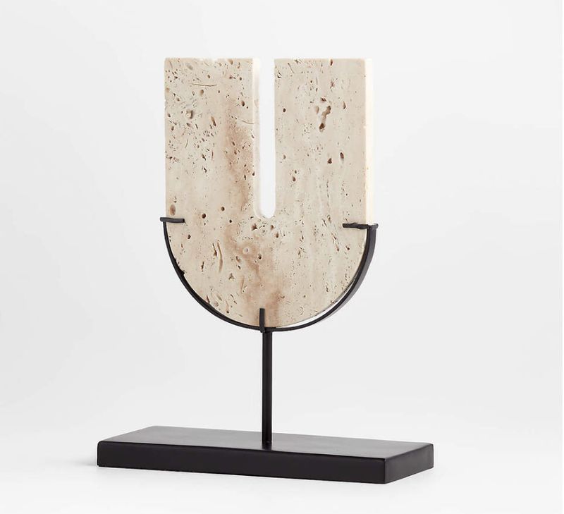 Destan Travertine Sculpture on Stand 12.6&quot;