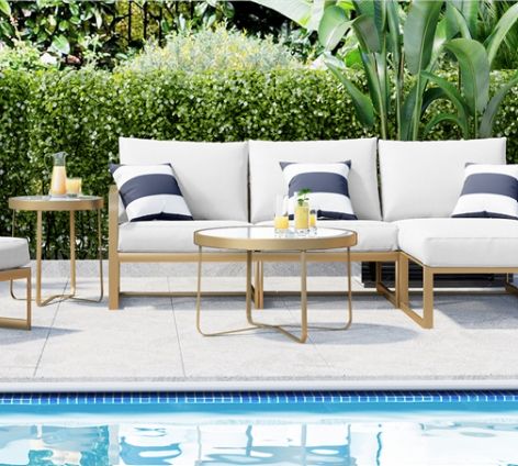 Mirabelle Outdoor Coffee Table in French Gold