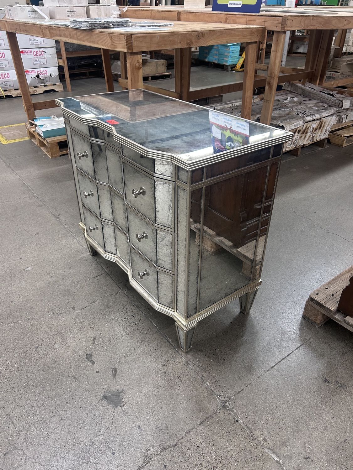 John Richard Antique Mirrored Accent Chest (3 drawer)