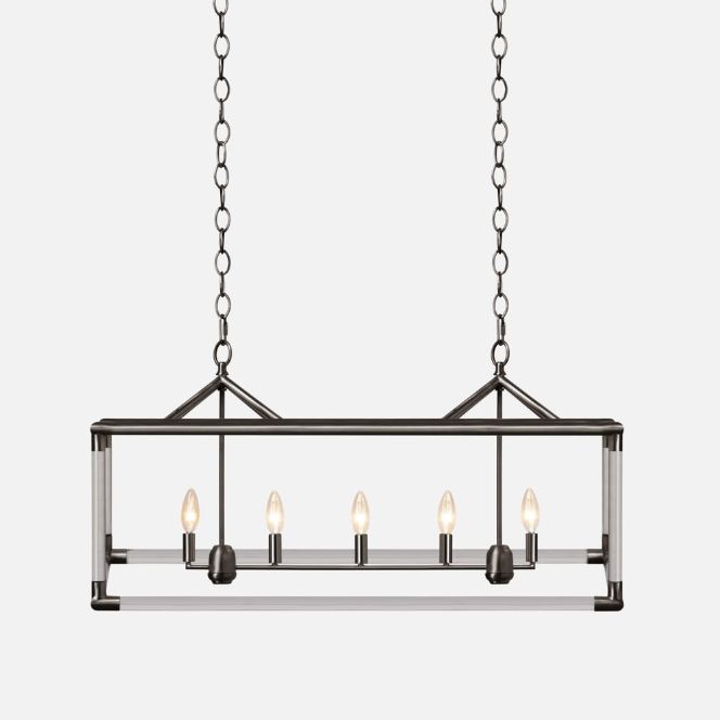 Xavier Acrylic Chandelier, Color: Bronze/Clear Acrylic, Size: 10"x32"x15"