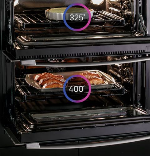 GE Profile 30 inch Double Electric Wall Oven with Air Fry Self + Steam Cleaning ( Stainless Steel )