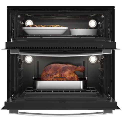 GE Profile 30 inch Double Electric Wall Oven with Air Fry Self + Steam Cleaning ( Stainless Steel )