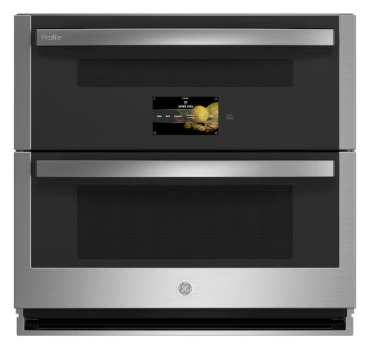 GE Profile 30 inch Double Electric Wall Oven with Air Fry Self + Steam Cleaning ( Stainless Steel )