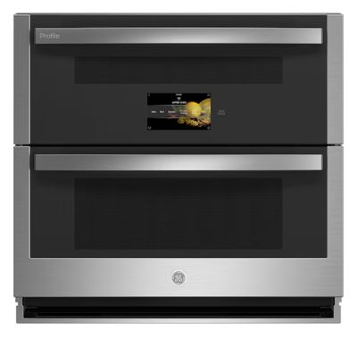 GE Profile 30 inch Double Electric Wall Oven with Air Fry Self + Steam Cleaning ( Stainless Steel )