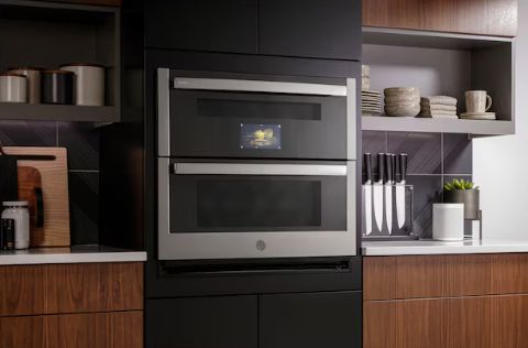 GE Profile 30 inch Double Electric Wall Oven with Air Fry Self + Steam Cleaning ( Stainless Steel )