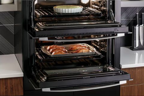 GE Profile 30 inch Double Electric Wall Oven with Air Fry Self + Steam Cleaning ( Stainless Steel )
