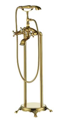 CASAINC Titanium Gold 3-handle Freestanding Low-arc Bathtub Faucet with Hand Shower (Valve Included)