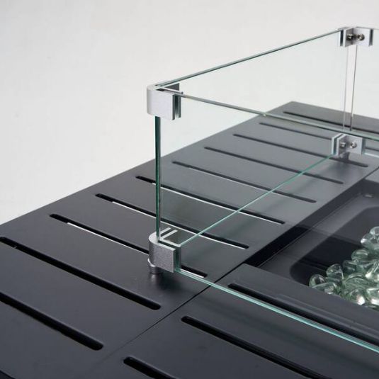 Rectangular Outdoor Propane Gas Fire Pit with Lava Rock Filler in Black