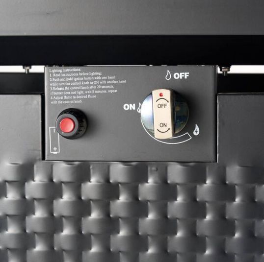 Rectangular Outdoor Propane Gas Fire Pit with Lava Rock Filler in Black