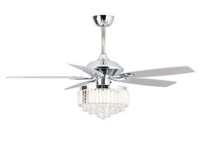 52" Elkton Modern Reversible Crystal Fandelier with Lighting and Remote Control